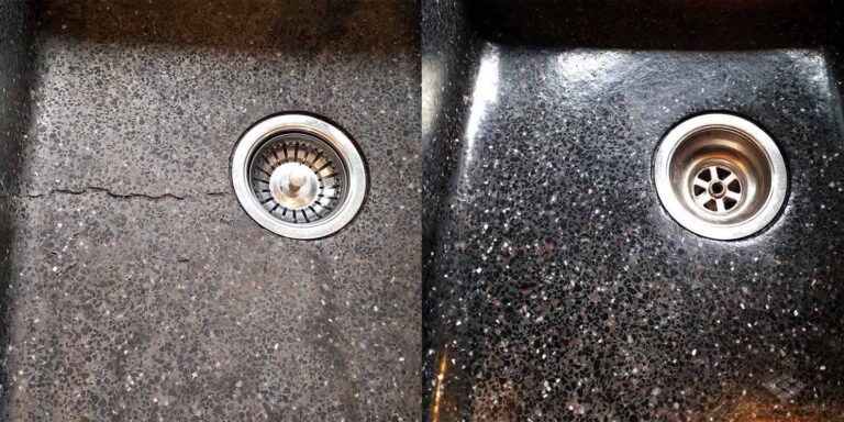 Terrazzo sink crack repair