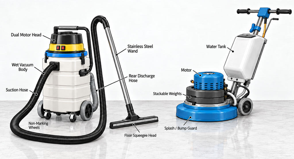 Wet Vac and Floor Polisher Marble Restoration Equipment